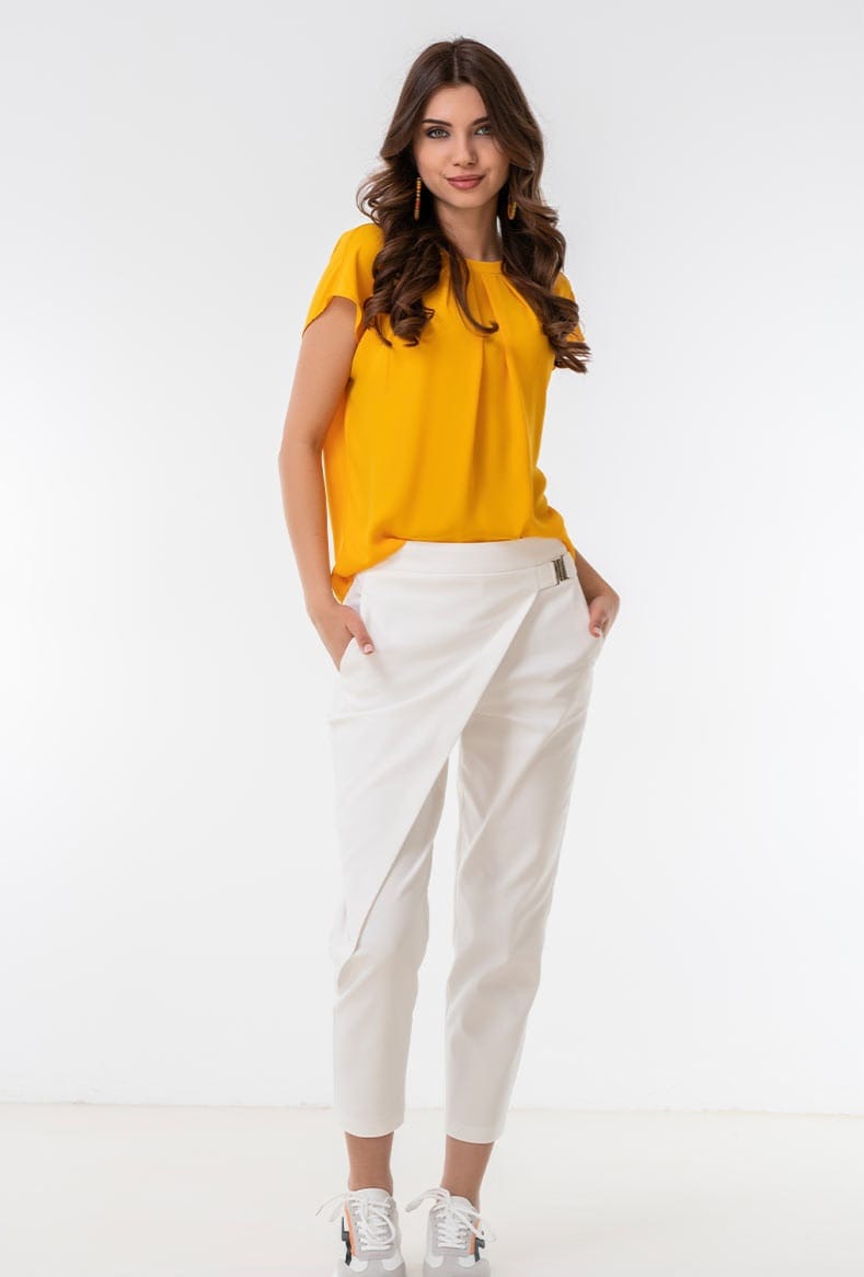 Pantaloni conici din tercot elastic