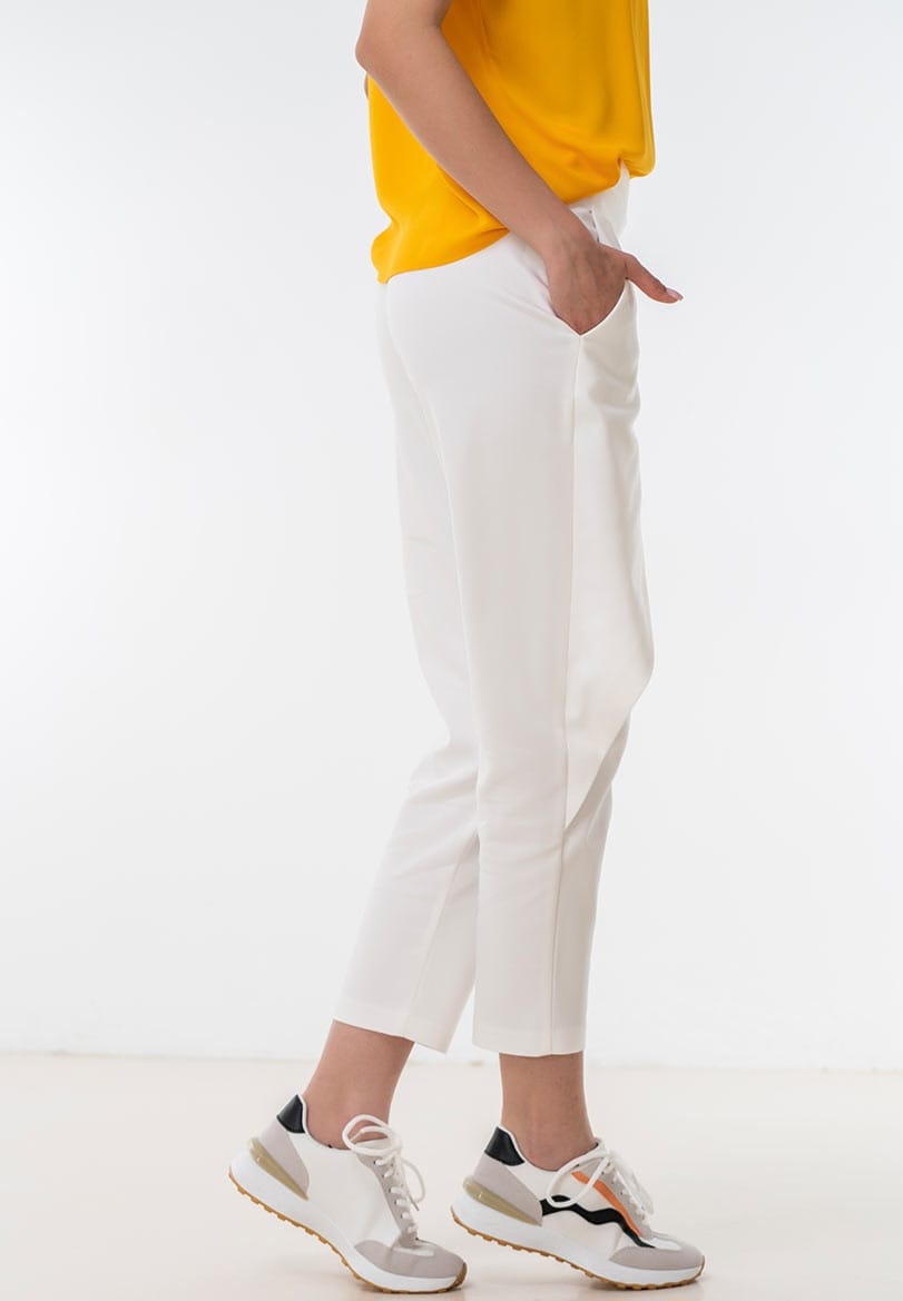 Pantaloni conici din tercot elastic