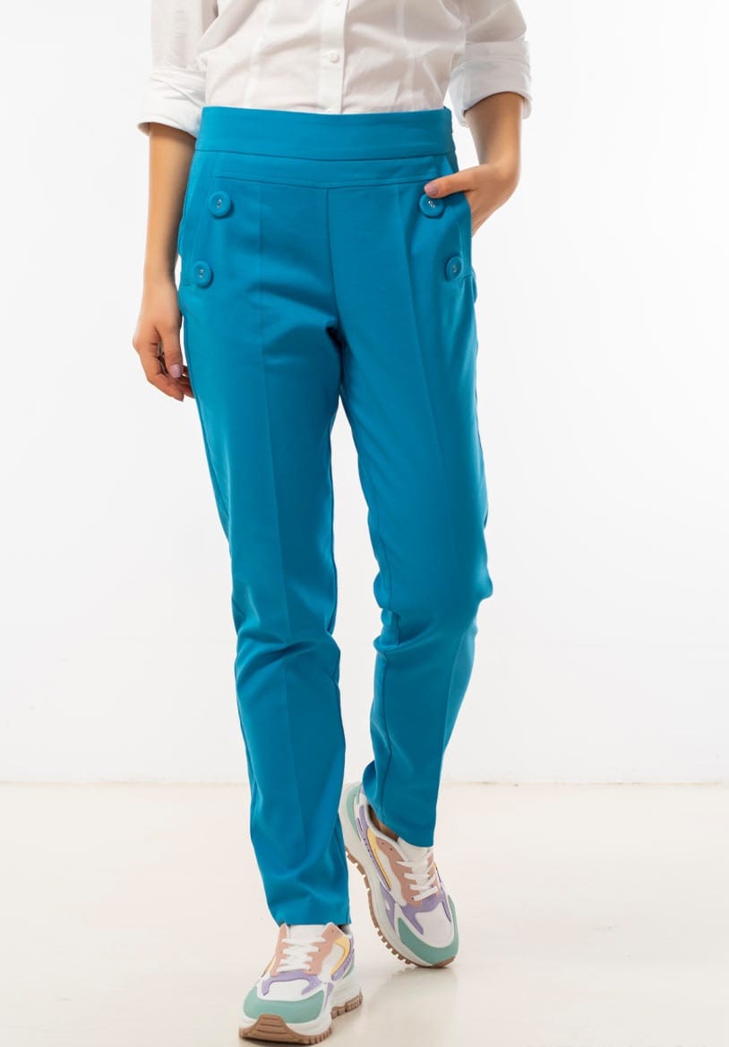 Pantaloni conici din tercot elastic