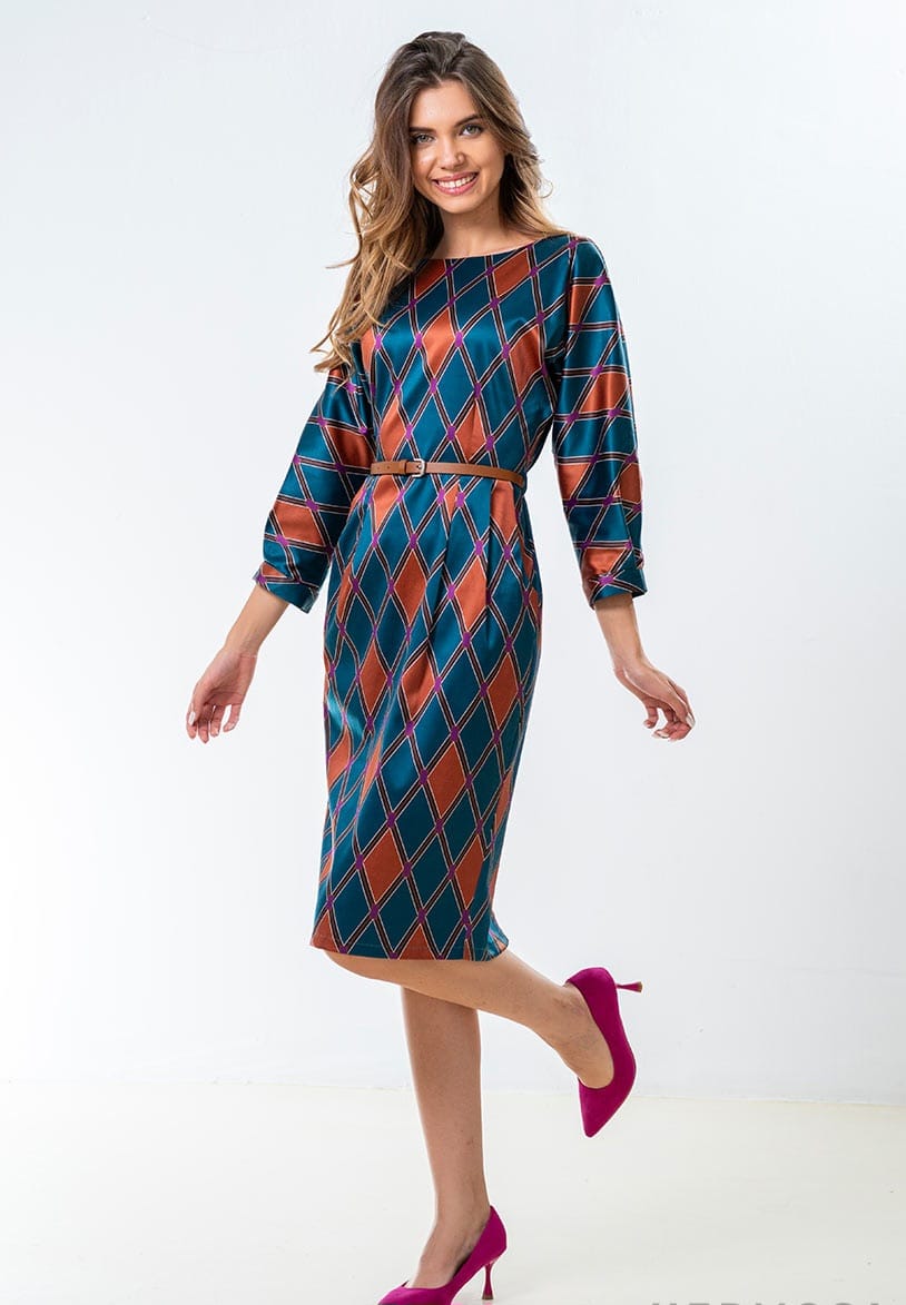 Rochie midi cu imprimeu geometric