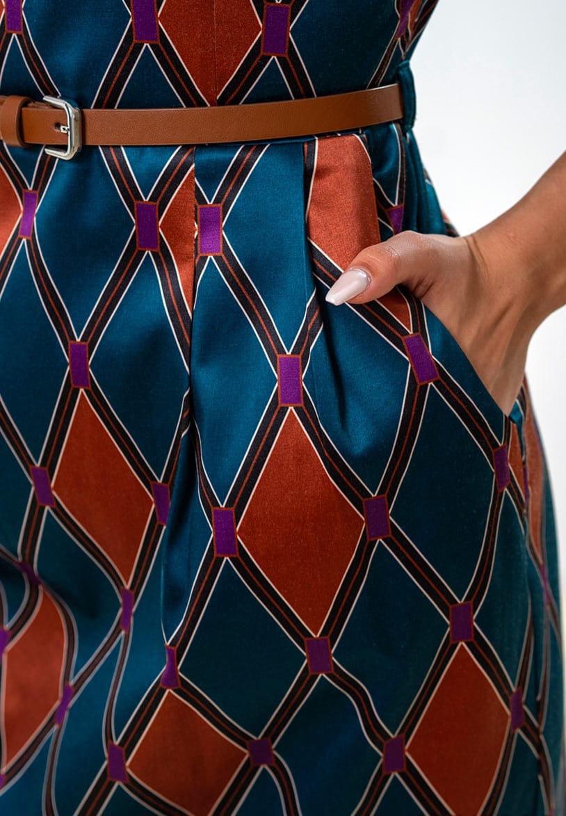 Rochie midi cu imprimeu geometric