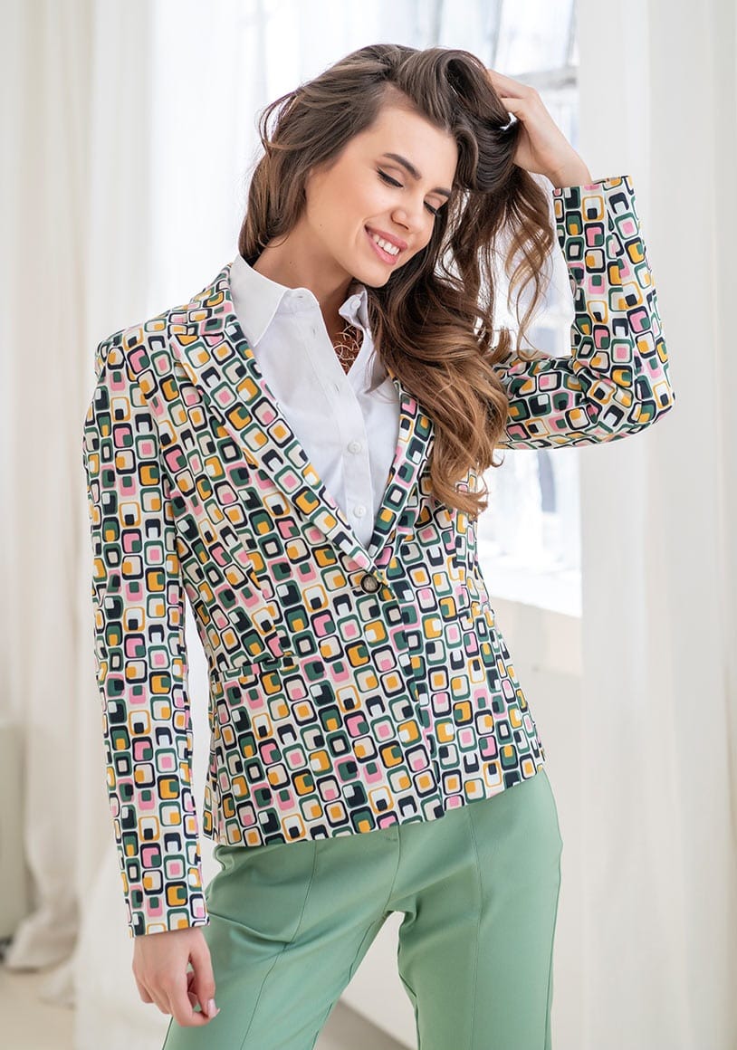 Sacou din bumbac cu impimeu kaleidoscopic