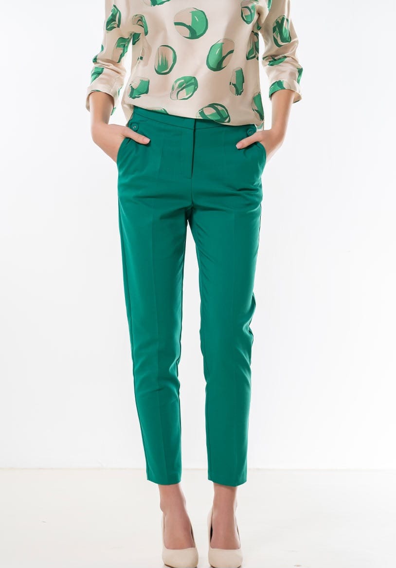 Pantaloni conici din tercot elastic