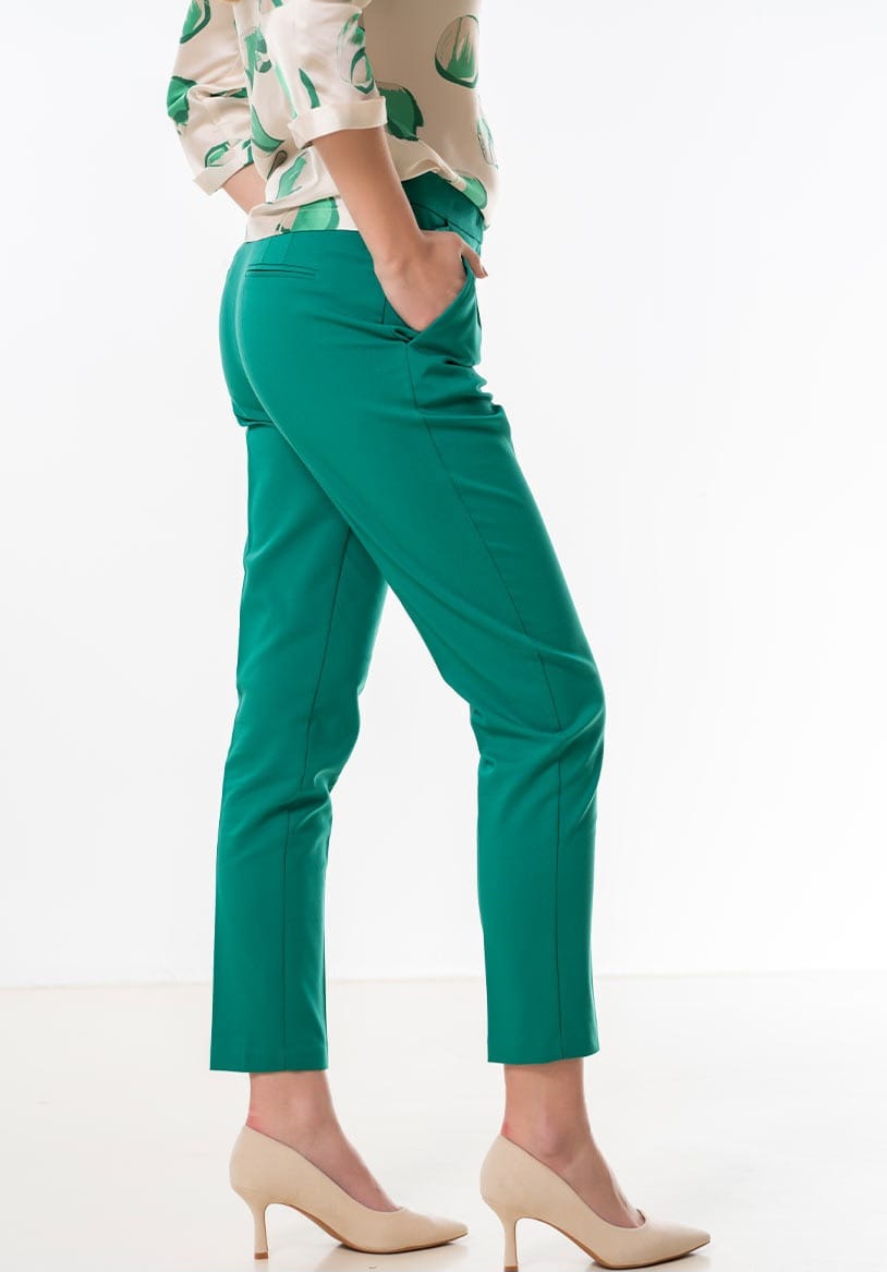 Pantaloni conici din tercot elastic