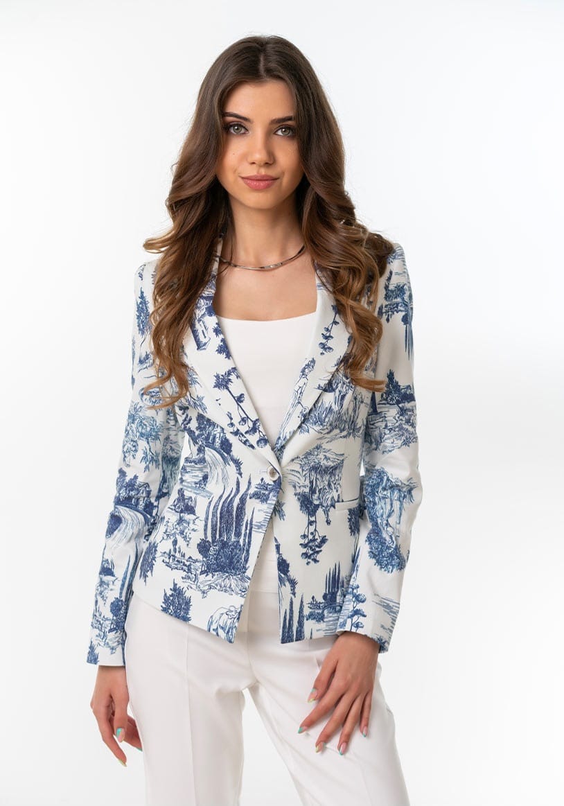 Sacou din gabardin imprimat