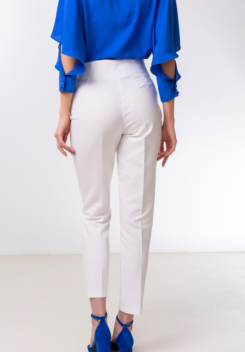 Pantaloni uni din tercot elastic 