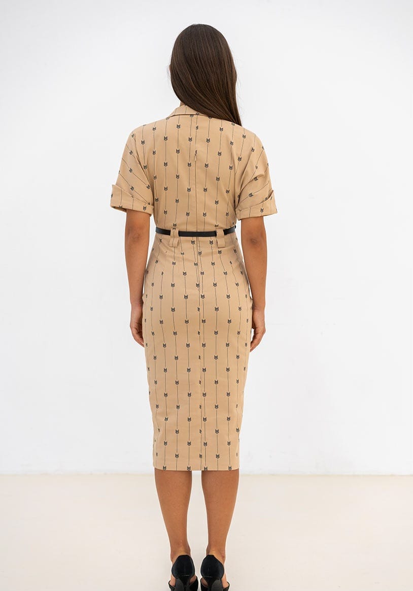 Rochie midi din gabardin elastic