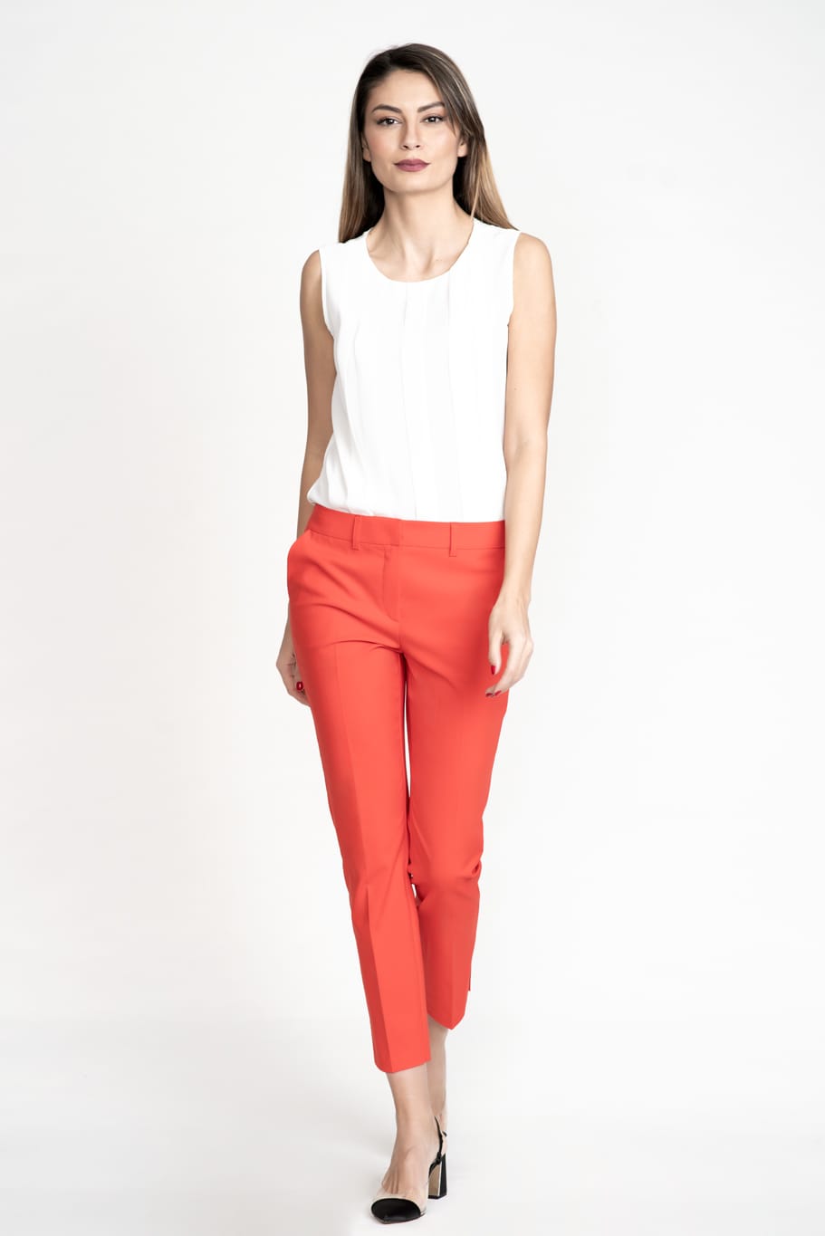 Pantalon elegant model Capri din tercot