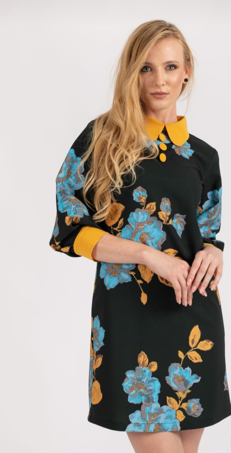 Rochie neagra cu imprimeu floral