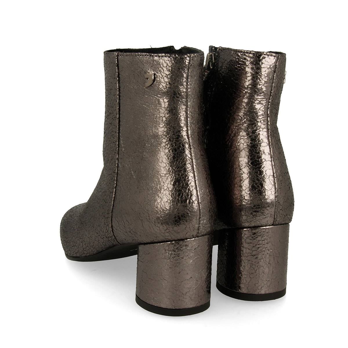 Botine confortabile din piele naturala gri metalizat