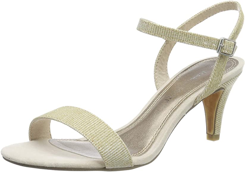 Sandale cu toc auriu sidefat