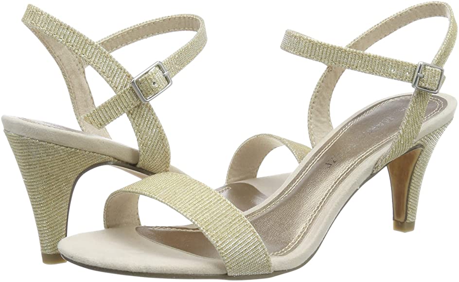 Sandale cu toc auriu sidefat