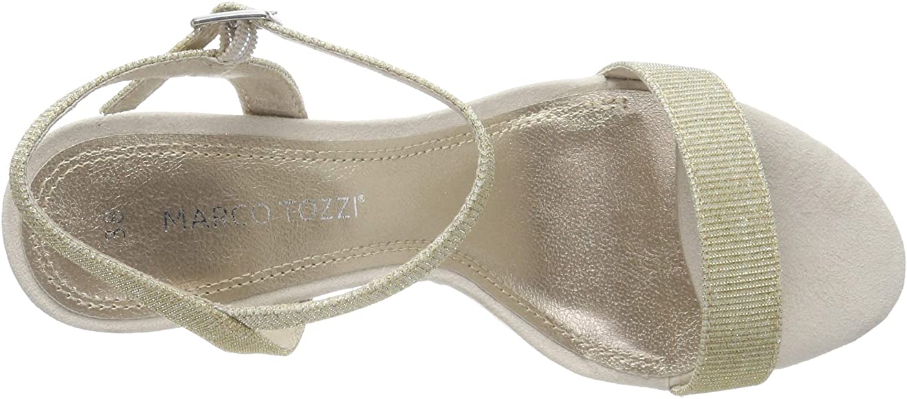 Sandale cu toc auriu sidefat