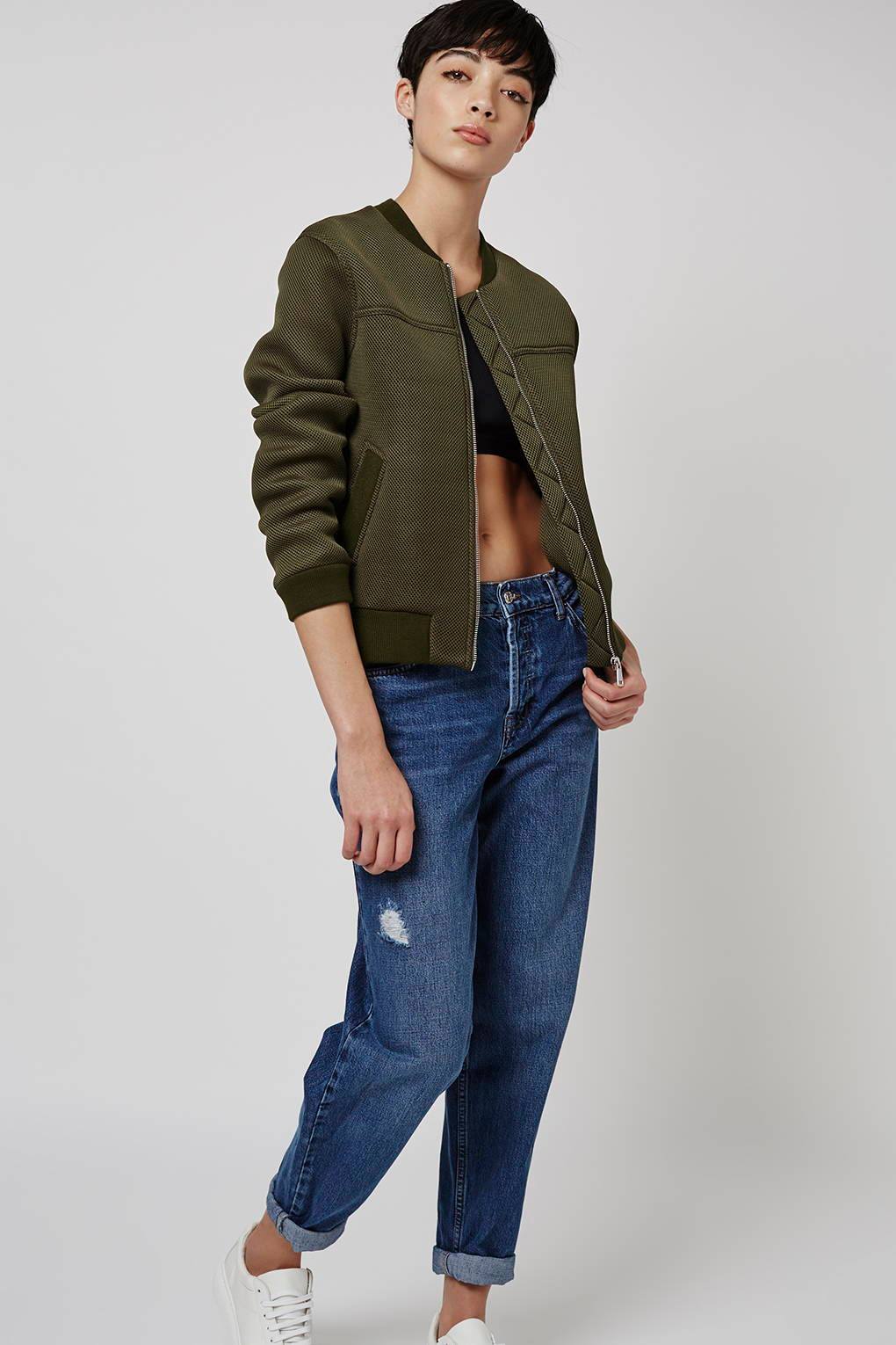 Geaca bomber cu buzunare oblice