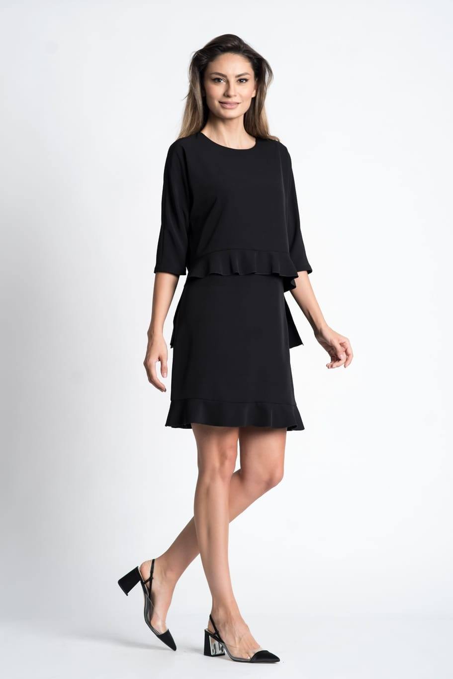 Rochie casual neagra tip compleu