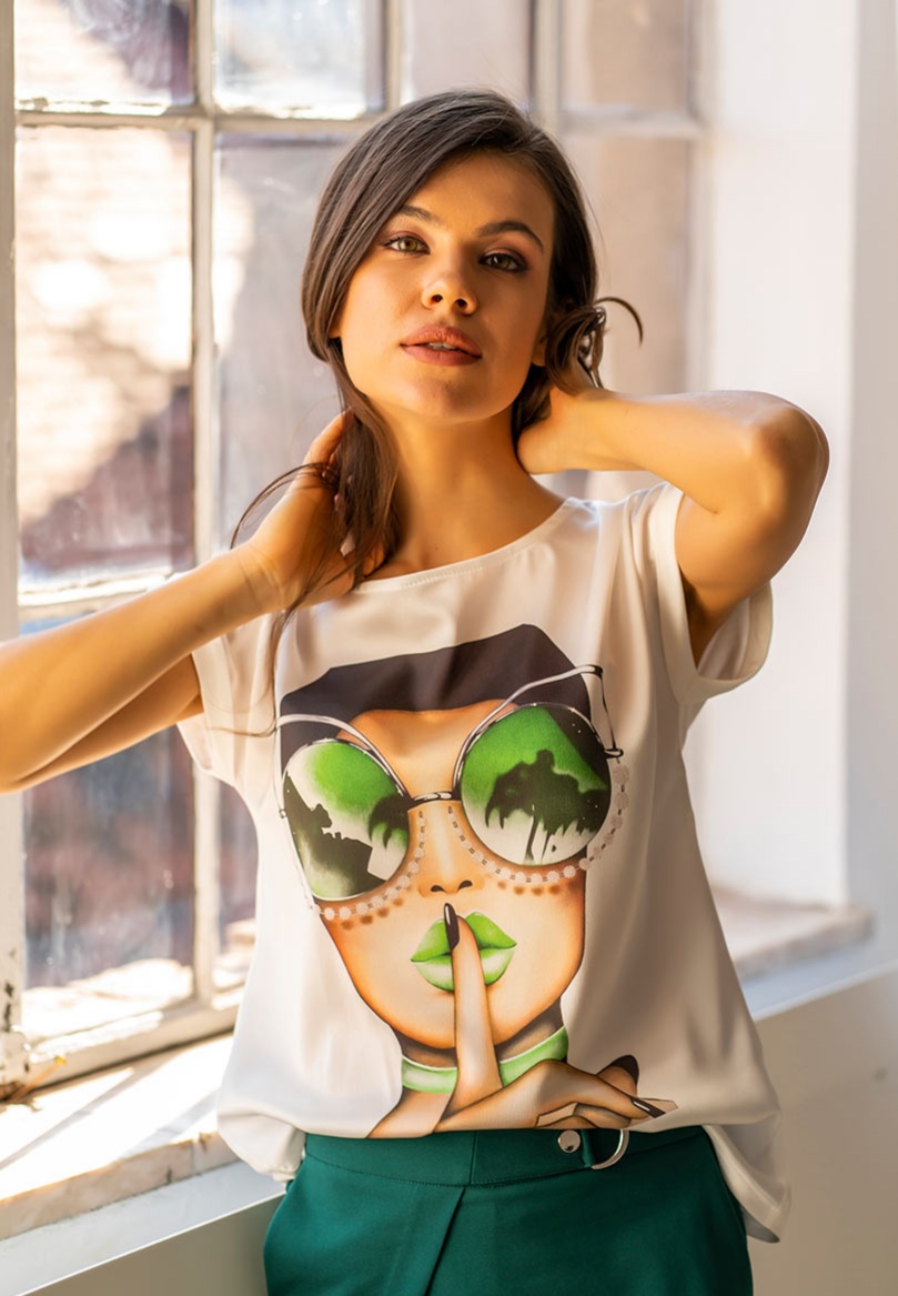 Bluza din satin imprimat