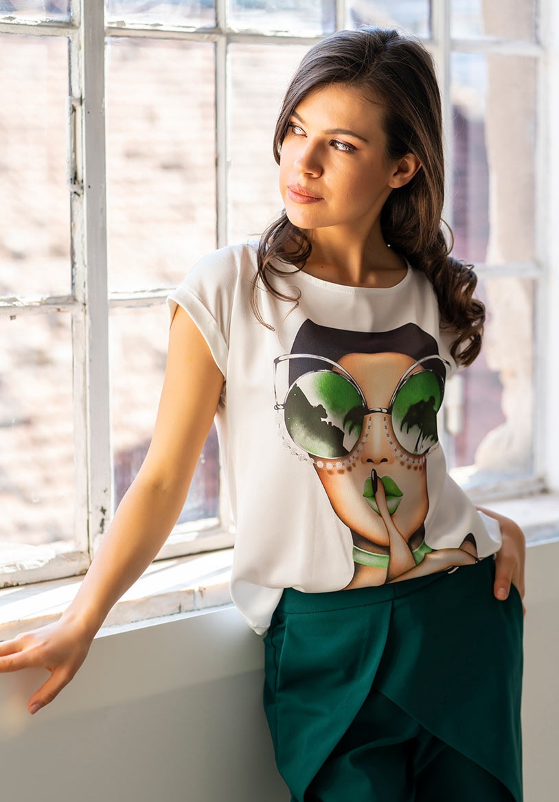 Bluza din satin imprimat