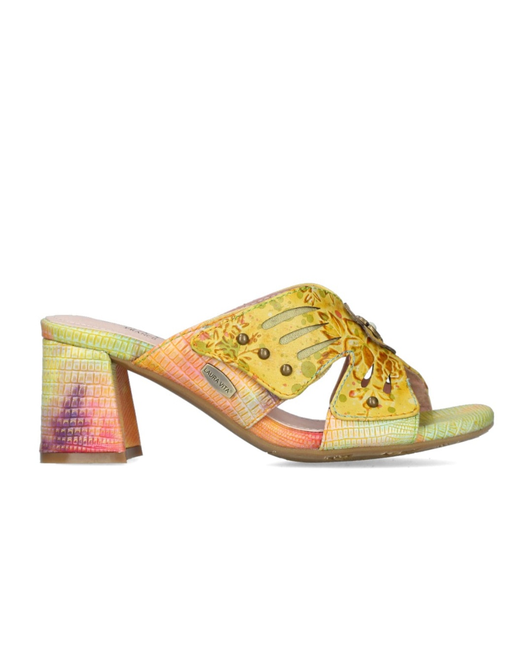 Saboti multicolori din piele naturala