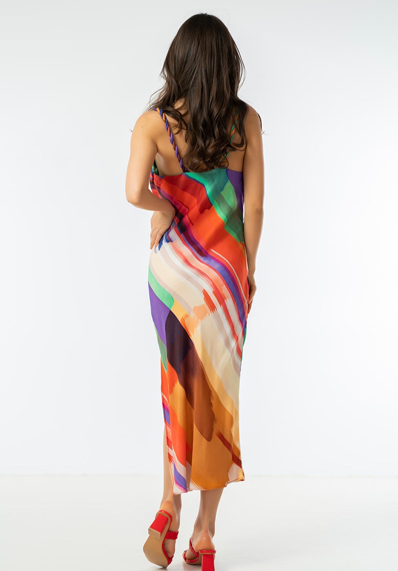 Rochie din satin imprimat