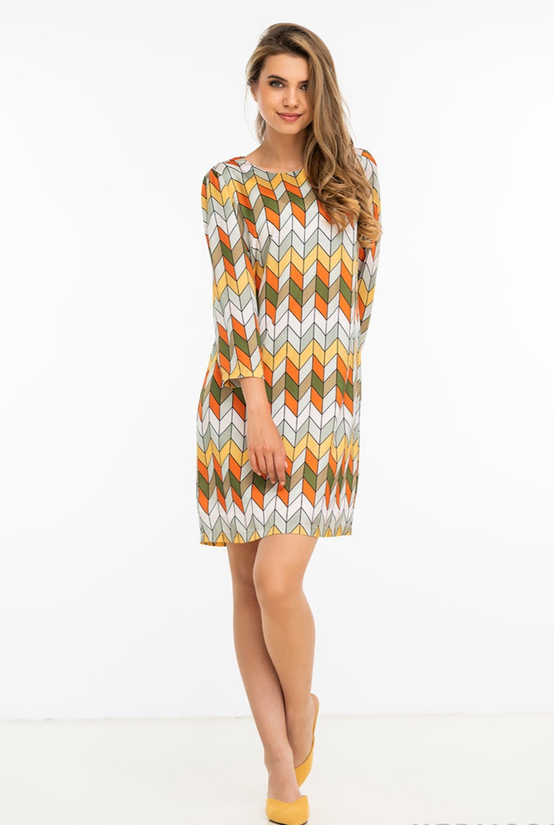 Rochie din satin imprimat in croiala tip A