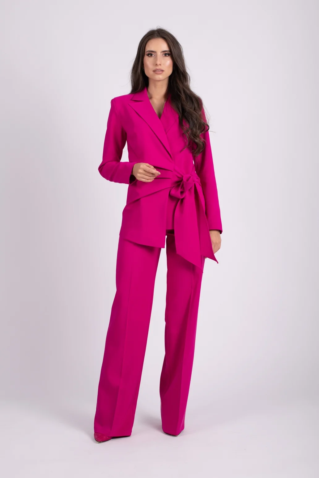 Pantaloni lungi evazați fuchsia