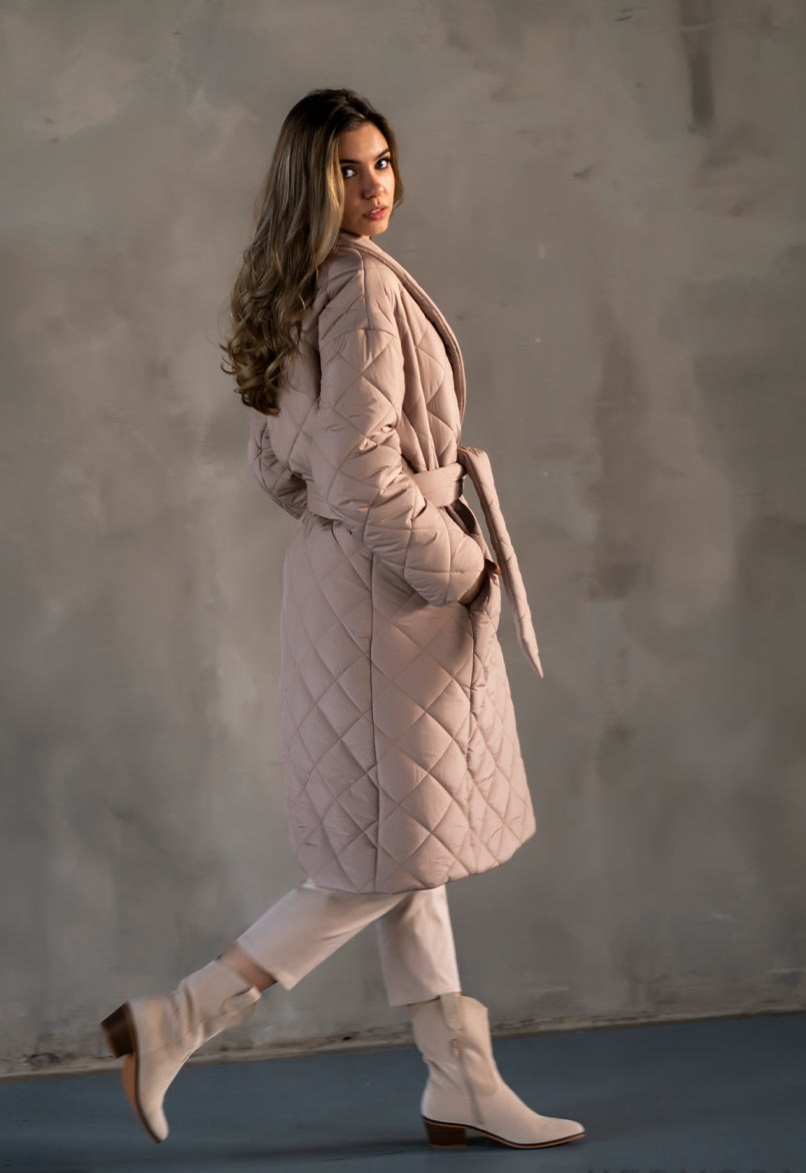 Geaca lunga din fas impermeabil matlasat