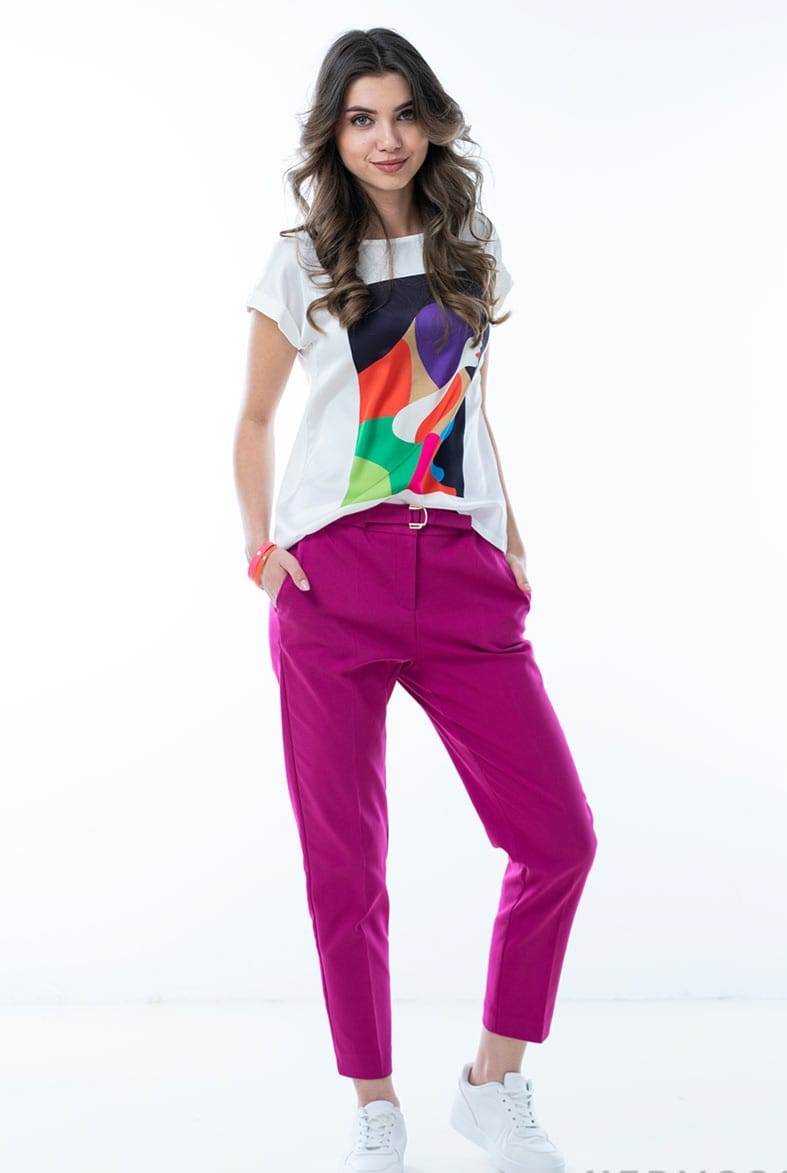 Pantaloni din tercot elastic cu buzunare laterale